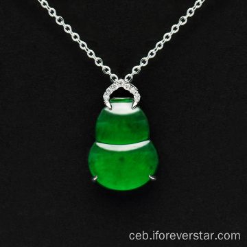 18k puti nga bulawan nga jadeite cucurbit pendant